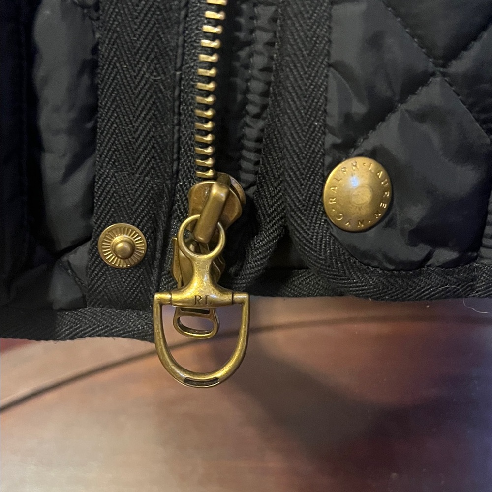 Ralph Lauren Black Quilted Vest with Gold Buttons - Picture 3 of 4